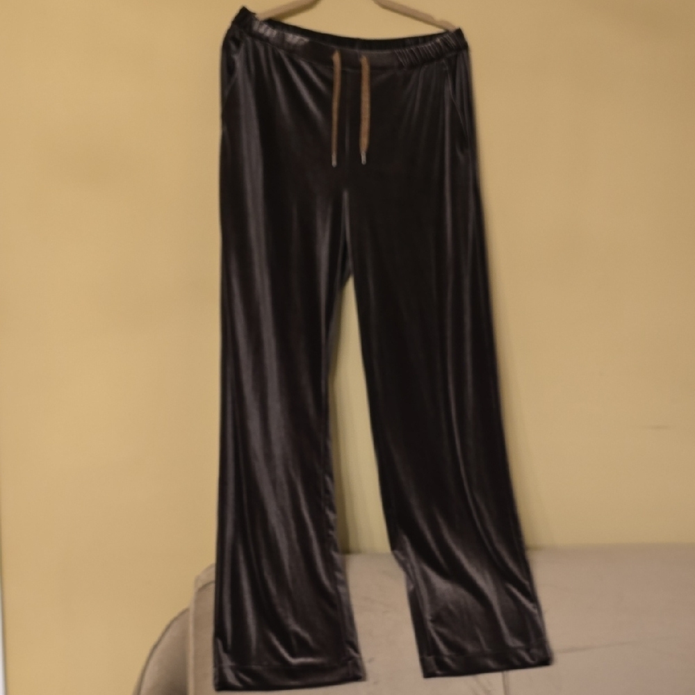 Marina Sport Shiny Brown Velvet Joggers
